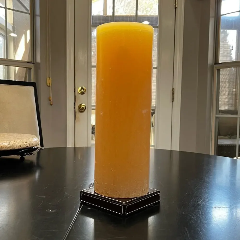 NEW Pottery Barn Timber Pillar Cylinder Centerpiece Long Burning Wax Candle 12”